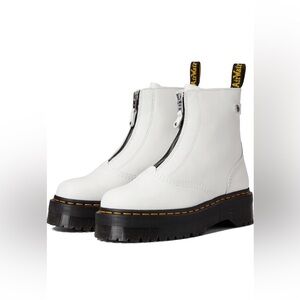 Dr. Martens White  Women Boots 8 front zip NWB new in box DOCS platform